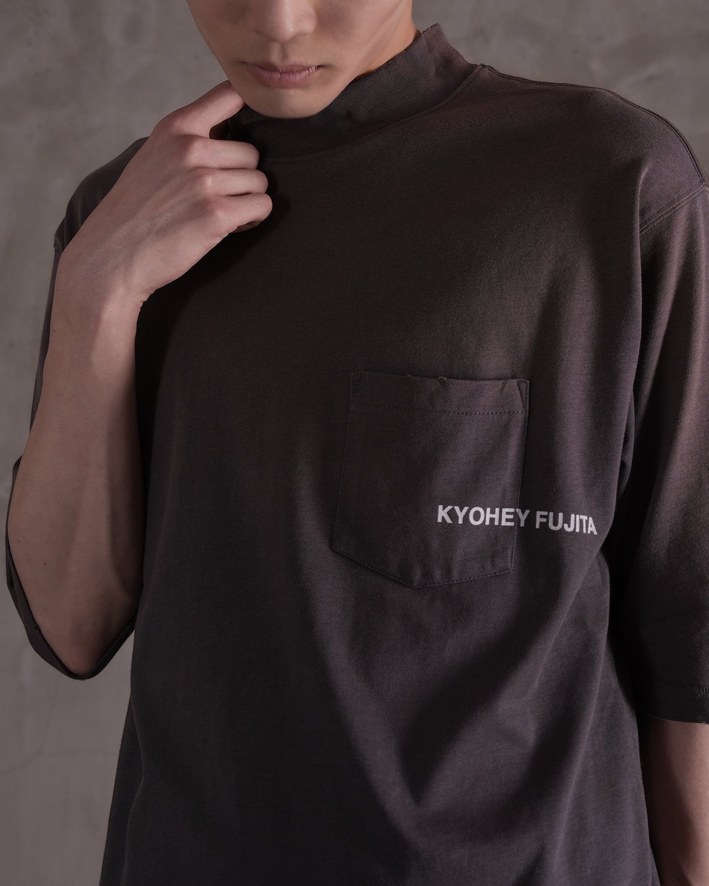 Heavy Washed Mock Neck Logo Tee